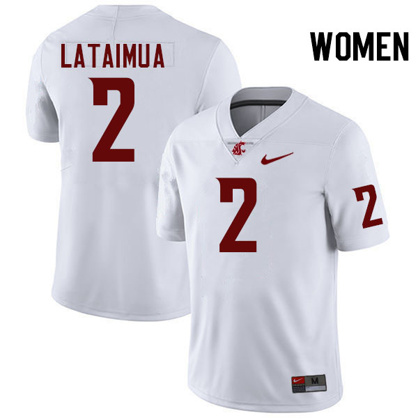 Women #2 Jackson Lataimua Washington State Cougars College Football Jerseys Stitched-White